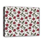 Roses Flowers Leaves Pattern Scrapbook Paper Floral Background Deluxe Canvas 20  x 16  (Stretched)