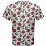 Roses Flowers Leaves Pattern Scrapbook Paper Floral Background Men s Cotton T-Shirt