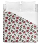 Roses Flowers Leaves Pattern Scrapbook Paper Floral Background Duvet Cover (Queen Size)