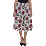 Roses Flowers Leaves Pattern Scrapbook Paper Floral Background Perfect Length Midi Skirt