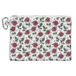 Roses Flowers Leaves Pattern Scrapbook Paper Floral Background Canvas Cosmetic Bag (XL)