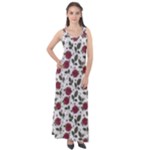 Roses Flowers Leaves Pattern Scrapbook Paper Floral Background Sleeveless Velour Maxi Dress