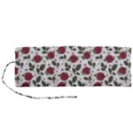 Roses Flowers Leaves Pattern Scrapbook Paper Floral Background Roll Up Canvas Pencil Holder (M)
