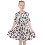 Roses Flowers Leaves Pattern Scrapbook Paper Floral Background Kids  All Frills Chiffon Dress