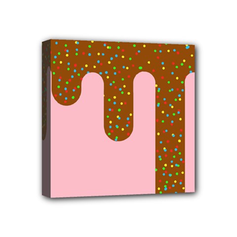 Ice Cream Dessert Food Cake Chocolate Sprinkles Sweet Colorful Drip Sauce Cute Mini Canvas 4  x 4  (Stretched) from ZippyPress