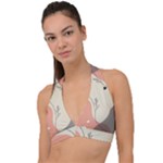 Pattern Line Art Texture Minimalist Design Halter Plunge Bikini Top