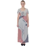 Pattern Line Art Texture Minimalist Design High Waist Short Sleeve Maxi Dress