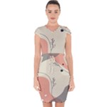 Pattern Line Art Texture Minimalist Design Capsleeve Drawstring Dress 