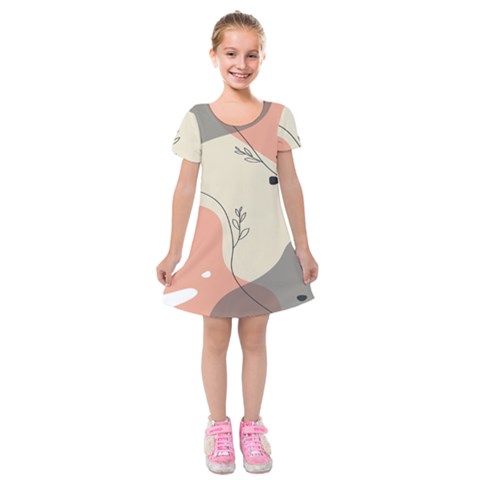 Pattern Line Art Texture Minimalist Design Kids  Short Sleeve Velvet Dress from ZippyPress