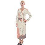 Pattern Line Art Texture Minimalist Design Velvet Maxi Wrap Dress