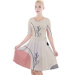 Pattern Line Art Texture Minimalist Design Quarter Sleeve A-Line Dress