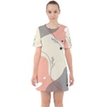 Pattern Line Art Texture Minimalist Design Sixties Short Sleeve Mini Dress
