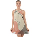 Pattern Line Art Texture Minimalist Design Halter Tie Back Chiffon Dress
