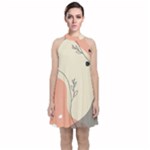Pattern Line Art Texture Minimalist Design Velvet Halter Neckline Dress 