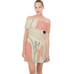 Pattern Line Art Texture Minimalist Design Off Shoulder Chiffon Dress