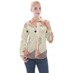 Pattern Line Art Texture Minimalist Design Women s Long Sleeve Pocket Shirt