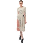 Pattern Line Art Texture Minimalist Design Ruffle End Midi Chiffon Dress