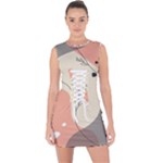 Pattern Line Art Texture Minimalist Design Lace Up Front Bodycon Dress