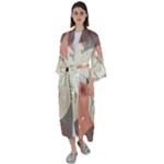 Pattern Line Art Texture Minimalist Design Maxi Satin Kimono