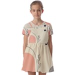 Pattern Line Art Texture Minimalist Design Kids  Short Sleeve Pinafore Style Dress