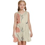 Pattern Line Art Texture Minimalist Design Kids  Sleeveless Tiered Mini Dress