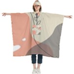 Pattern Line Art Texture Minimalist Design Women s Hooded Rain Ponchos