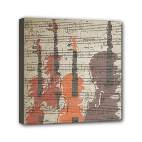 Music Notes Score Song Melody Classic Classical Vintage Violin Viola Cello Bass Mini Canvas 6  x 6  (Stretched) from ZippyPress
