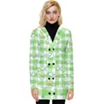 Frog Cartoon Pattern Cloud Animal Cute Seamless Button Up Hooded Coat 
