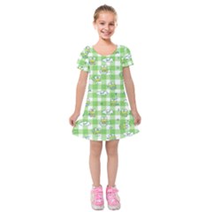 Frog Cartoon Pattern Cloud Animal Cute Seamless Kids  Short Sleeve Velvet Dress from ZippyPress
