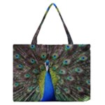 Peacock Bird Feathers Pheasant Nature Animal Texture Pattern Zipper Medium Tote Bag