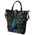 Peacock Bird Feathers Pheasant Nature Animal Texture Pattern Buckle Top Tote Bag