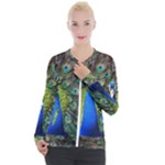 Peacock Bird Feathers Pheasant Nature Animal Texture Pattern Casual Zip Up Jacket
