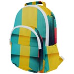 Colorful Rainbow Pattern Digital Art Abstract Minimalist Minimalism Rounded Multi Pocket Backpack