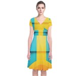Colorful Rainbow Pattern Digital Art Abstract Minimalist Minimalism Short Sleeve Front Wrap Dress