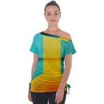 Colorful Rainbow Pattern Digital Art Abstract Minimalist Minimalism Off Shoulder Tie-Up T-Shirt