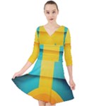 Colorful Rainbow Pattern Digital Art Abstract Minimalist Minimalism Quarter Sleeve Front Wrap Dress
