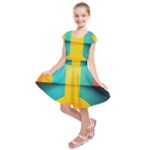 Colorful Rainbow Pattern Digital Art Abstract Minimalist Minimalism Kids  Short Sleeve Dress