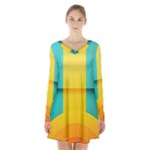 Colorful Rainbow Pattern Digital Art Abstract Minimalist Minimalism Long Sleeve Velvet V-neck Dress