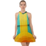 Colorful Rainbow Pattern Digital Art Abstract Minimalist Minimalism Halter Tie Back Chiffon Dress