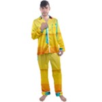 Colorful Rainbow Pattern Digital Art Abstract Minimalist Minimalism Men s Long Sleeve Satin Pajamas Set