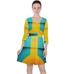 Colorful Rainbow Pattern Digital Art Abstract Minimalist Minimalism Quarter Sleeve Ruffle Waist Dress