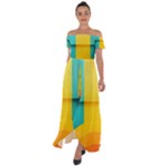 Colorful Rainbow Pattern Digital Art Abstract Minimalist Minimalism Off Shoulder Open Front Chiffon Dress