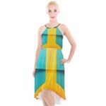 Colorful Rainbow Pattern Digital Art Abstract Minimalist Minimalism High-Low Halter Chiffon Dress 