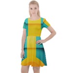 Colorful Rainbow Pattern Digital Art Abstract Minimalist Minimalism Cap Sleeve Velour Dress 