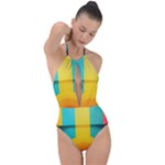 Colorful Rainbow Pattern Digital Art Abstract Minimalist Minimalism Plunge Cut Halter Swimsuit