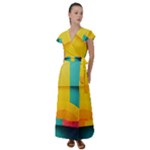 Colorful Rainbow Pattern Digital Art Abstract Minimalist Minimalism Flutter Sleeve Maxi Dress