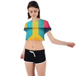 Colorful Rainbow Pattern Digital Art Abstract Minimalist Minimalism Tie Back Short Sleeve Crop T-Shirt