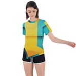 Colorful Rainbow Pattern Digital Art Abstract Minimalist Minimalism Asymmetrical Short Sleeve Sports T-Shirt