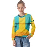 Colorful Rainbow Pattern Digital Art Abstract Minimalist Minimalism Kids  Long Sleeve T-Shirt with Frill 