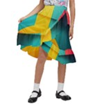 Colorful Rainbow Pattern Digital Art Abstract Minimalist Minimalism Kids  Ruffle Flared Wrap Midi Skirt